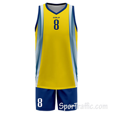 Blue Yellow Jersey Basketball T-shirt Men Blouses Customize Team Name  Basketball Uniform Shirt Tank Top Sports Training Outfits