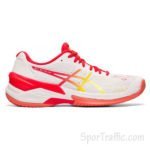 ASICS Sky Elite FF 1052A024 100 White Laser Pink women volleyball and handball indoor shoes