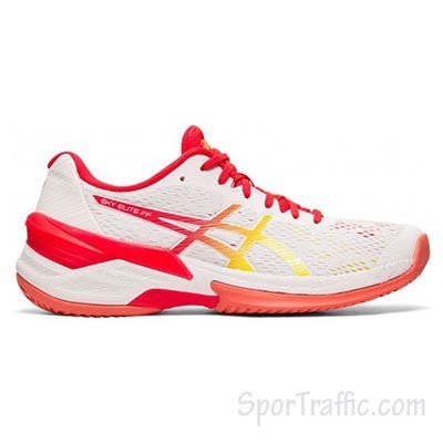 ASICS Sky Elite FF 1052A024 100 White Laser Pink women volleyball and handball indoor shoes