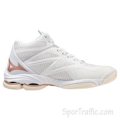 MIZUNO Wave Lightning Z7 MID women indoor volleyball shoes White Rose Snow V1GC225036