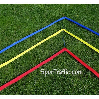 Badminton grass field boundary lines, red, lines, yellow