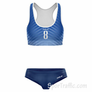 Beach Volleyball Bathing Suit Leaf 006 Dark Blue