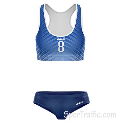 Beach Volleyball Bathing Suit Leaf 006 Dark Blue