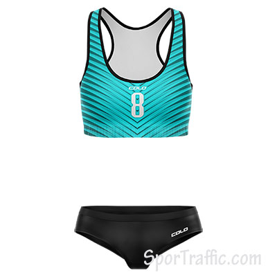 Moteriški paplūdimio tinklinio treniruočių marškinėliai Palmeto 010 Aqua