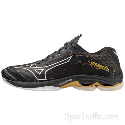 MIZUNO Wave Lightning Z7 unisex volleyball shoes Black Oyster Mp Gold Iron Gate V1GA220041