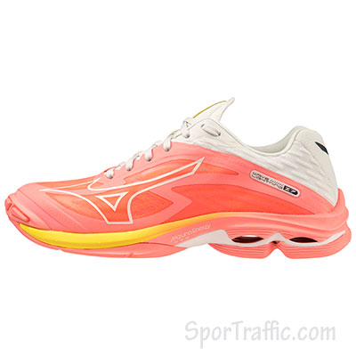 MIZUNO Wave Lightning Z7 women’s volleyball shoes CANDYCORAL BLK BOLT2NEON V1GC220006 1