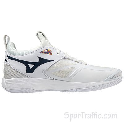 MIZUNO Wave Momentum 2 volleyball unisex shoes Undyed White Spellbound Peace Blue V1GA211300 3