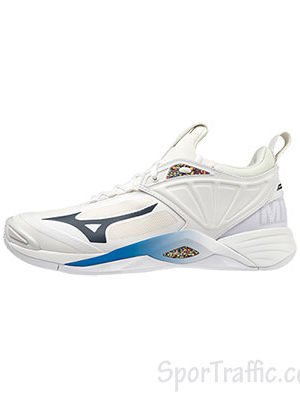 MIZUNO Wave Momentum 2 volleyball unisex shoes Undyed White Spellbound Peace Blue V1GA211300