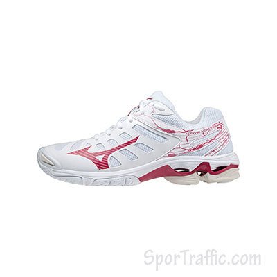 MIZUNO Wave Voltage women volleyball shoes WHITE-PERSIANRED-WSAND V1GC216065