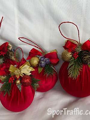 Fabric ball Christmas ornament M size
