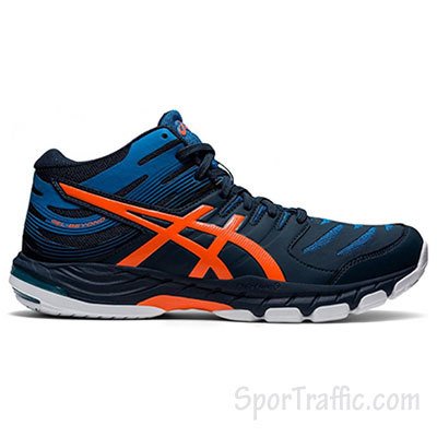 Discover ASICS Gel Beyond MT 6 men volleyball shoes mid top model 1071A050-400 blue orange at best price in online sports store.
