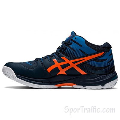 Discover ASICS Gel Beyond MT 6 men volleyball shoes mid top model 1071A050-400 blue orange at best price in online sports store.