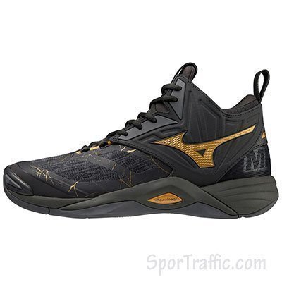 MIZUNO Wave Momentum 2 MID volleyball unisex shoes V1GA211741 BlkOyster MPGold IronGat