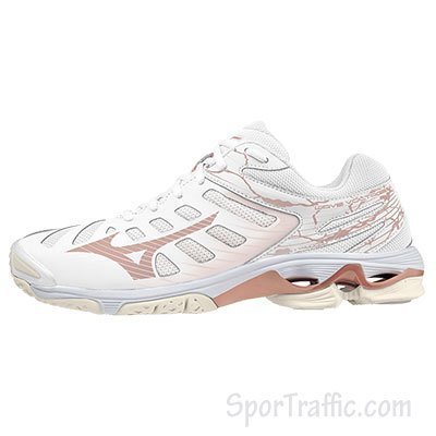 MIZUNO Wave Voltage women’s volleyball shoes White Rose Snow V1GC216036 1