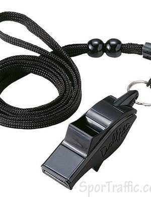 Discover MOLTEN Dolfin Pro basketball referee whistle WDFPBK with adjustable lanyard