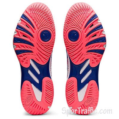 ASICS Netburner Ballistic FF MT 2 women volleyball shoes 1052A034-407 Lapis Lazuli Blue Blazing Coral
