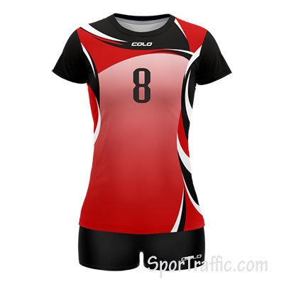 COLO Shimmer women's volleyball uniform 02 Red
