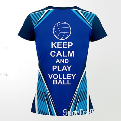 Evolution Volleyball Women's Jersey Keep Calm and Play Volleyball Back Blue