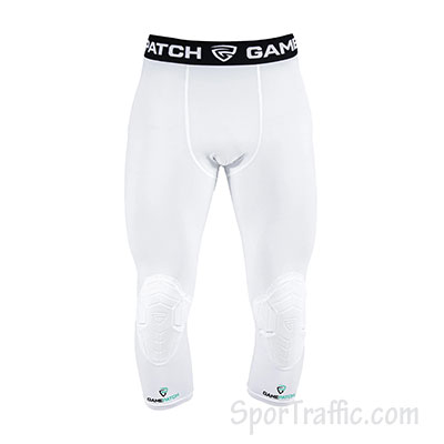 GAMEPATCH 3-4 basketball tights with knee padding TKP02-001 white