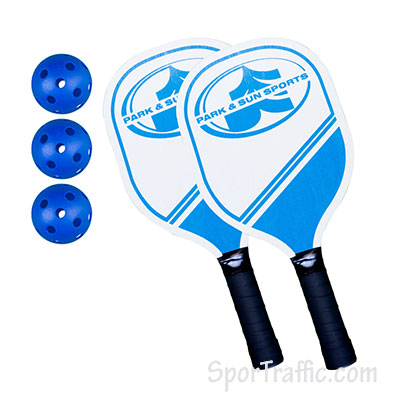 Park&Sun portable pickelball tennis set wooden Park&Sun Piklbolo-Teniso Nešiojamas Rinkinys su raketėmispaddles